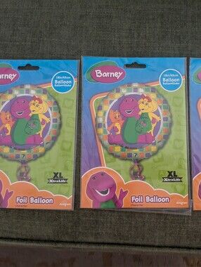 Barney Foil Balloons 3 Pack Anagram Party Supplies Mylar Balloons Y2K 2009